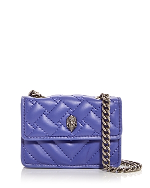 Kurt Geiger Micro Kensington Leather Crossbody In Purple