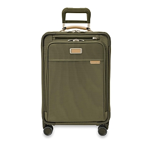 Shop Briggs & Riley Baseline Essential Carry On Spinner Suitcase In Olive