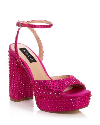 fuchsia pink block heel sandals