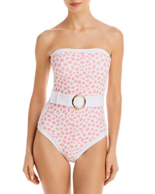 Alexandra Miro Whitney Belted Strapless One Piece Swimsuit