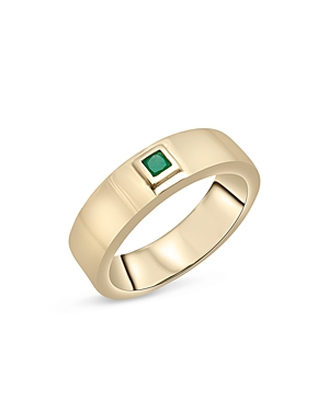 Bloomingdale's Men's Emerald Band In 14k Yellow Gold - 100% Exclusive In Green/gold
