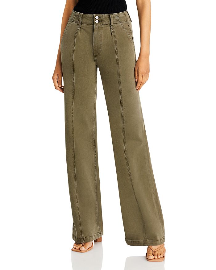 PAIGE Brooklyn High Rise Wide Leg Jeans in Vintage Ivy Green
