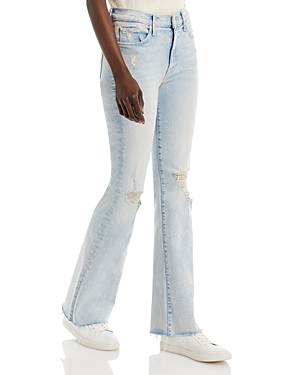 Mother The Weekender Mid Rise Flared Jeans In Action Shot In Action Sho