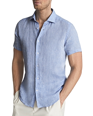 Reiss Ruban Linen Shirt In Cornflower