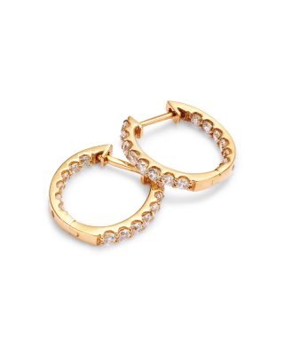 Diamond Oval Inside Out Hoop Earrings in 14K Yellow Gold, 1.50 tcw 
