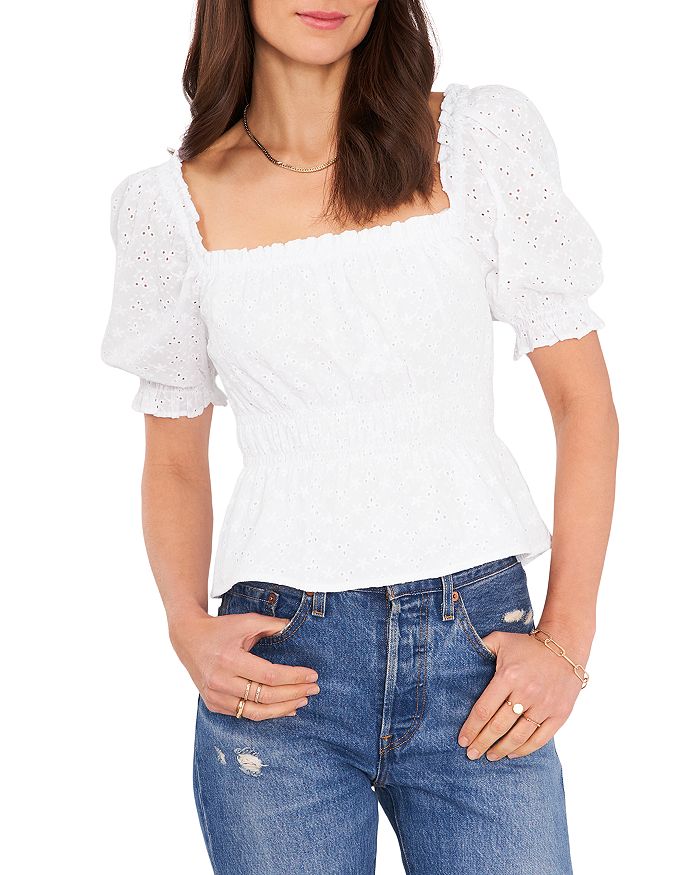 Eyelet Puff Sleeve Top