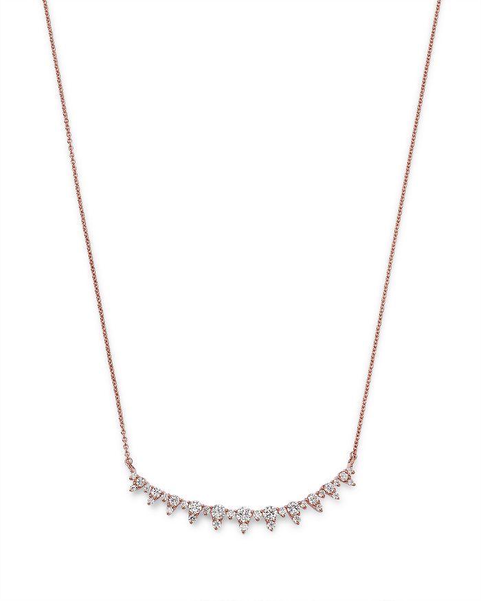 Rose gold top curved bar necklace