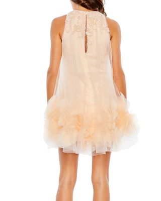 Halter Neck Flowy Petal A Line Mini Dress