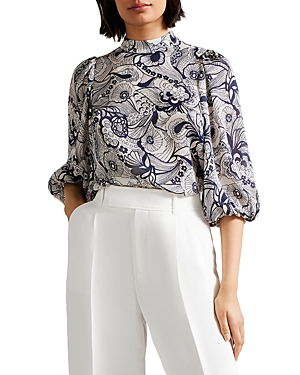 Ted Baker Johsiie Stand Collar Balloon Sleeve Top