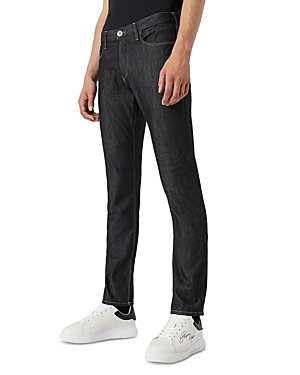 Armani Collezioni Slim Fit Ankle Length Jeans In Dark Blue