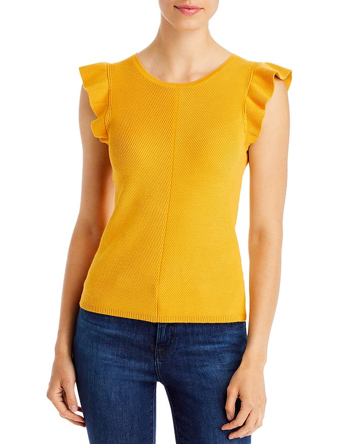 T Tahari Flutter Cap Sleeve Knit Top Bloomingdale's