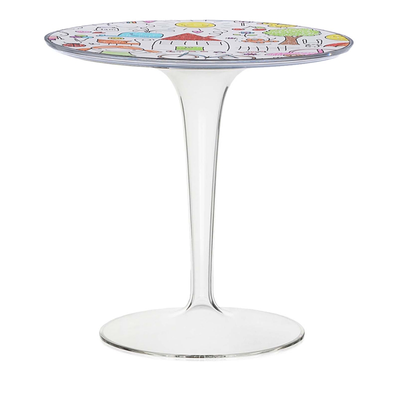 Kartell Tip Top Table In Crystal With Sketch Drawings In Crystal