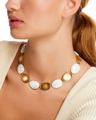 18K Yellow Gold Lunaria Howlite Petal Necklace, 17.75&amp;quot; - 150th Anniversary Exclusive