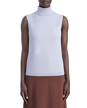 Lafayette 148 Matte Crepe Sleeveless Turtleneck Shell In Aster