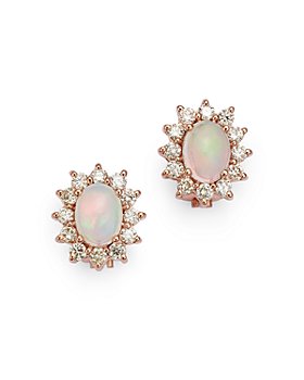 Bloomingdale's - Opal & Diamond Oval Halo Stud Earrings in 14K Rose Gold - 100% Exclusive