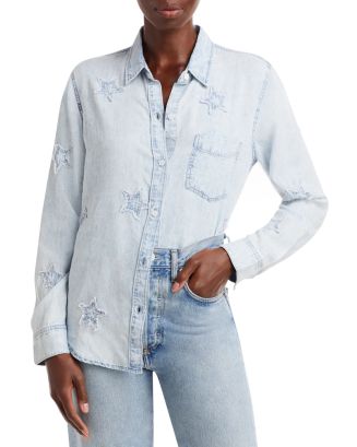 rails ingrid raw hem chambray shirt