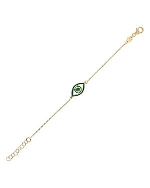 Netali Nissim Mini Eye Link Bracelet In Green/gold