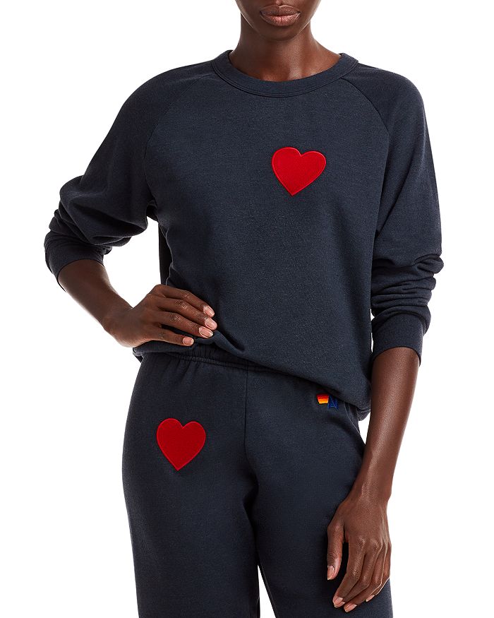 Aviator Nation Heart Appliqué Sweatshirt Bloomingdale's
