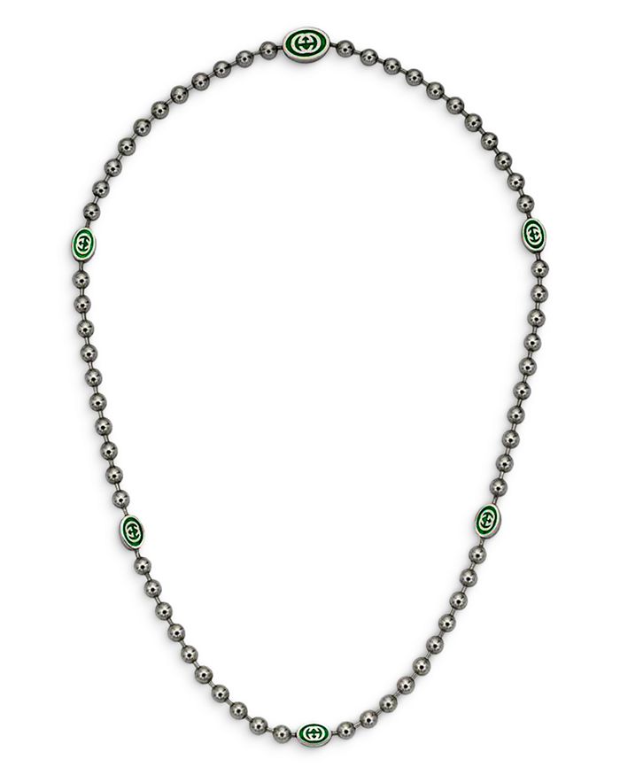 Gucci - Sterling Silver Beaded Interlocking GG Necklace, 19.6"