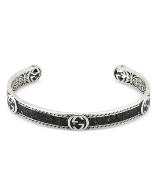 Gucci Silver Interlocked G Cuff Bracelet Black