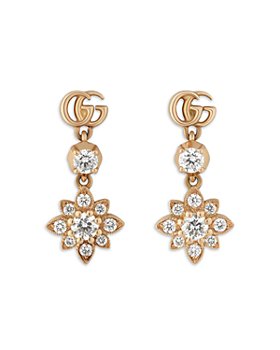Gucci - 18K Rose Gold Flora Diamond Flower Drop Earrings