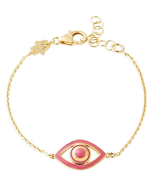 Netali Nissim Mini Eye Link Bracelet In Pink/gold