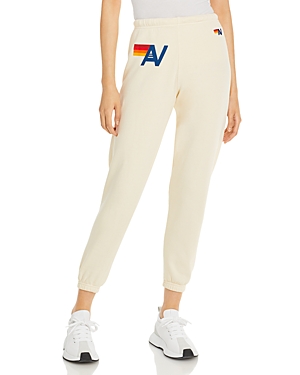 Shop Aviator Nation Logo Jogger Pants In Vintage White