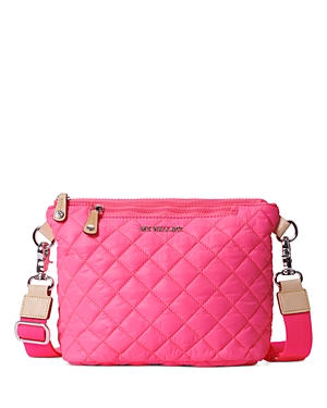 Shop Mz Wallace Metro Scout Small Crossbody In Neon Pink/silver