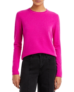 AQUA ROLLED EDGE CASHMERE SWEATER - 100% EXCLUSIVE