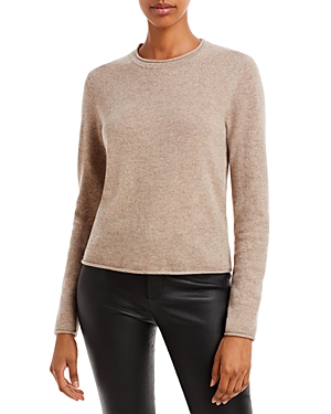 AQUA ROLLED EDGE CASHMERE SWEATER - 100% EXCLUSIVE