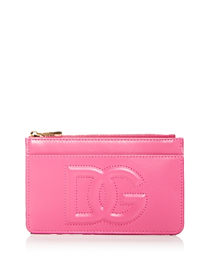 Dolce & Gabbana Embossed Leather Zip Card Case