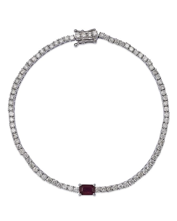 Bloomingdale's - Ruby & Diamond Tennis Bracelet in 14K White Gold - 100% Exclusive