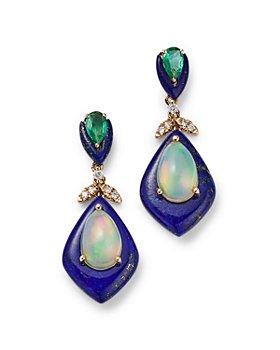 Bloomingdale's - Opal, Emerald, Lapis Lazuli & Diamond Drop Earrings in 14K Yellow Gold - 100% Exclusive
