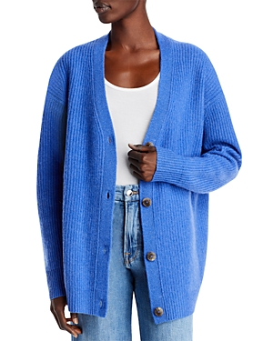 C By Bloomingdale's Cashmere C By Bloomingdale's Ribbed Oversized Cashmere Cardigan - 100% Exclusive In Dark Peri Heather