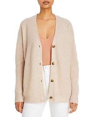 C By Bloomingdale's Cashmere C By Bloomingdale's Ribbed Oversized Cashmere Cardigan - 100% Exclusive In Heather Oatmeal