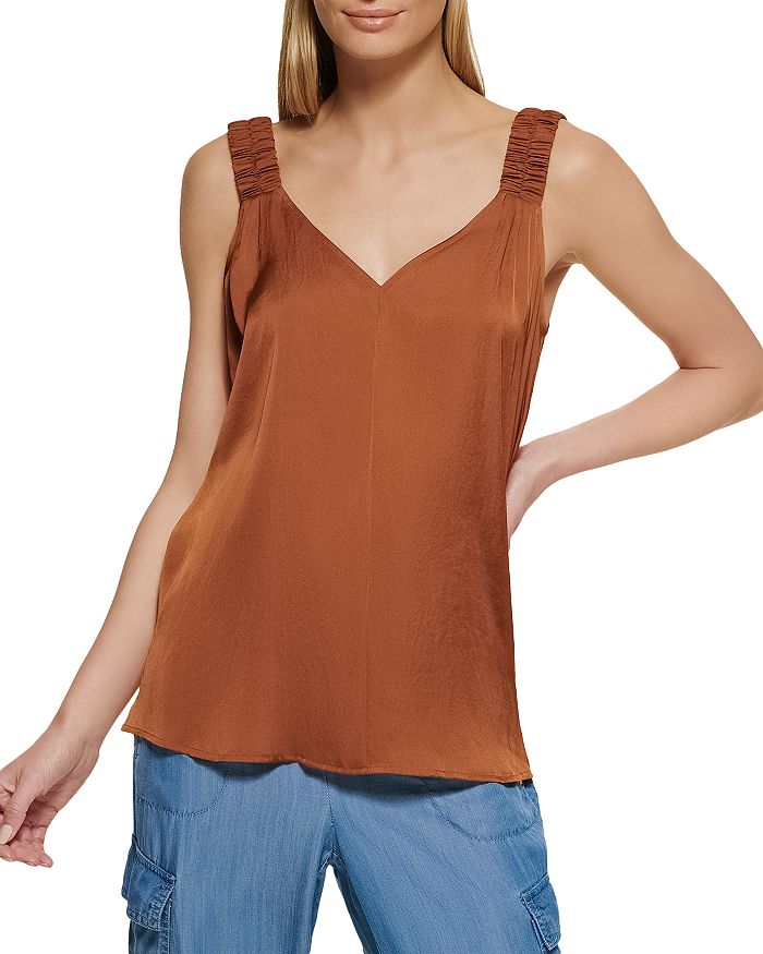 DKNY Ruched Strap Sleeveless Top Bloomingdale's