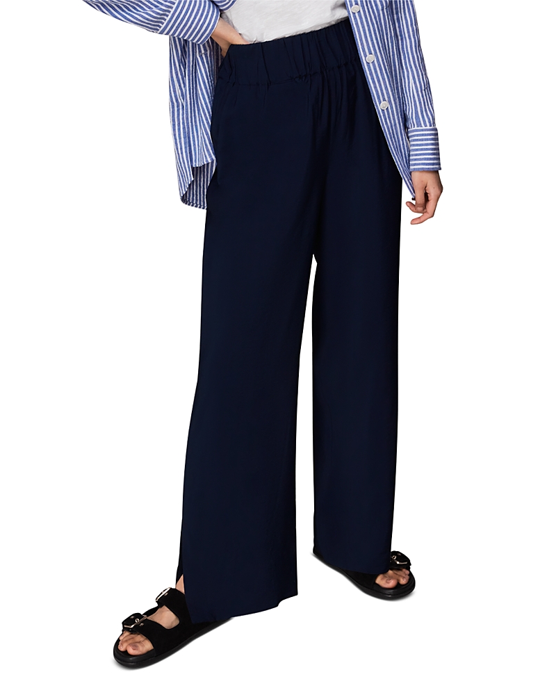 Whistles Nicola Pull On Wide Leg Pants In Navy