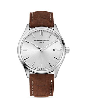 Shop Frederique Constant Classics Watch, 40mm In Silver/brown
