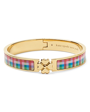 Kate Spade New York Heritage Spade Flower Hinged Bangle In Multi Plaid/gold