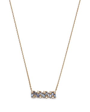 Suzanne Kalan 18K Yellow Gold Fireworks Blue Sapphire & Diamond Scattered Cluster Bar Necklace, 16-1