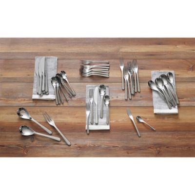 thumbnail image 2 of Nambé Aura 45-Piece Stainless Steel Flatware Set – Service For 8, Brushed Finish, Modern 2 of 5