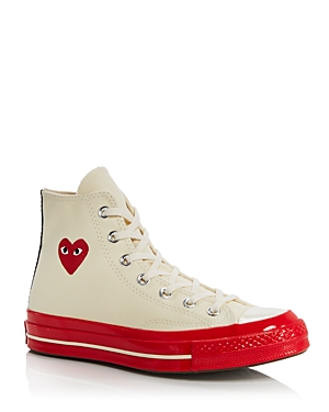 Shop Comme Des Garçons Play X Converse Unisex Red Sole High Top Sneakers In Off White