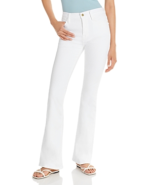 Shop Frame Le High Rise Flare Jeans In Blanc