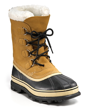 Shop Sorel Men's Caribou Waterproof Nubuck Leather Cold-weather Boots In Black/dark Stone