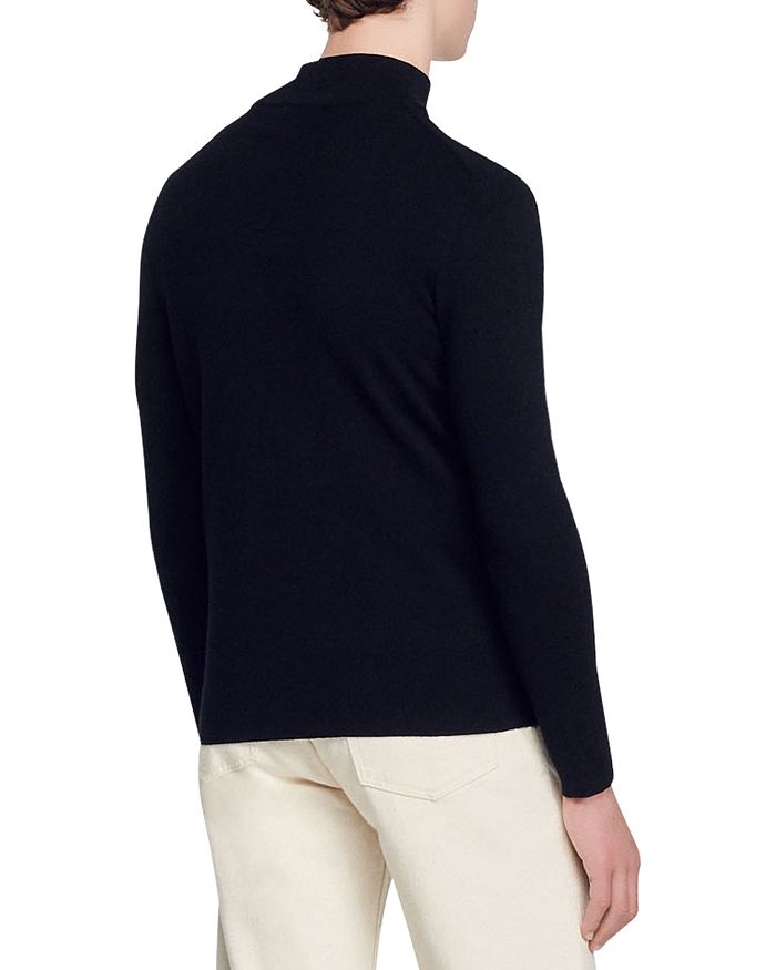 Shop Sandro Wool Half Zip Sweater In Carbon Black