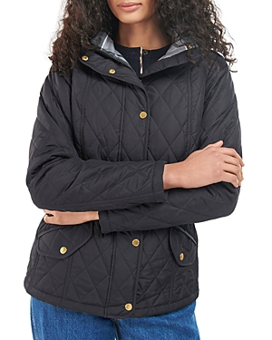 Barbour Millfired Hooded Quilted Jacket In Navy Classic