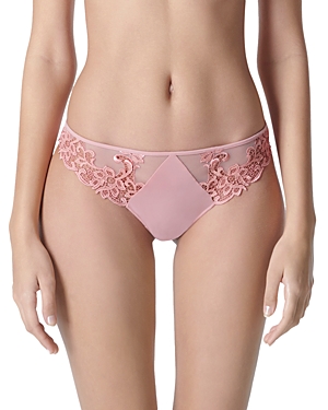 Simone Perele Saga Mesh And Stretch-lace Thong In Verona Pink