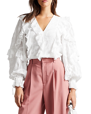 Ted Baker Janeio Embroidered Ruffled Blouse