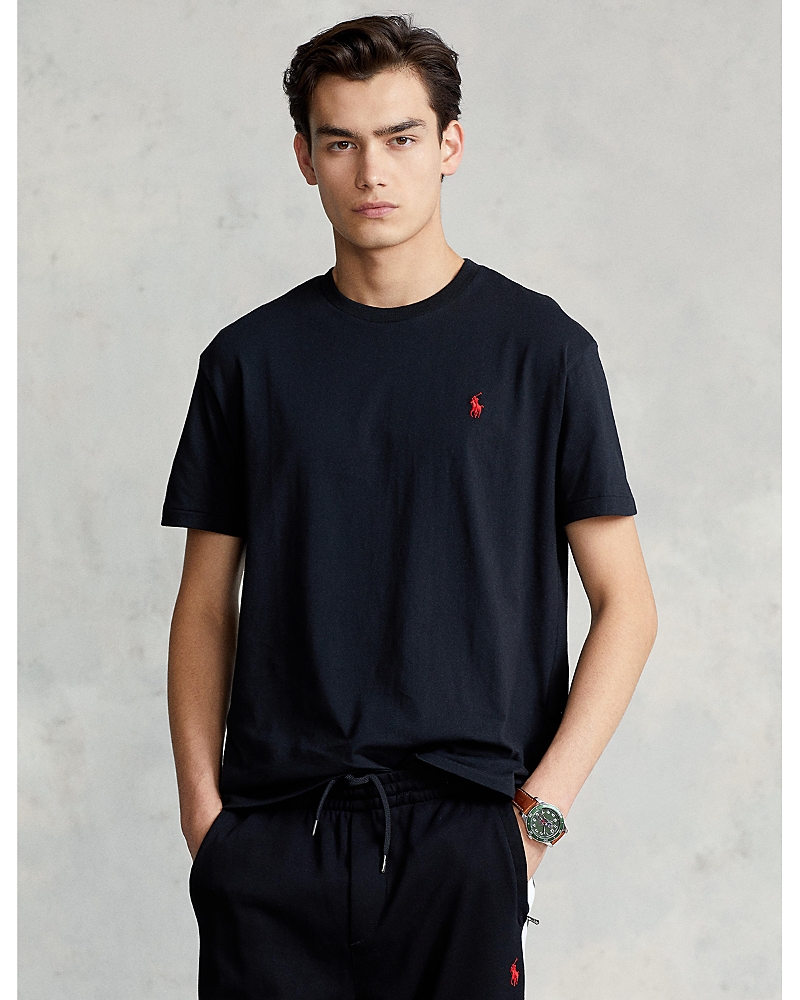Polo Ralph Lauren Black Cotton T-shirt With Logo In Black