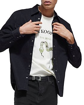 The Kooples Cotton Logo Embroidered Straight Fit Band Collar Long Sleeve  Polo Shirt